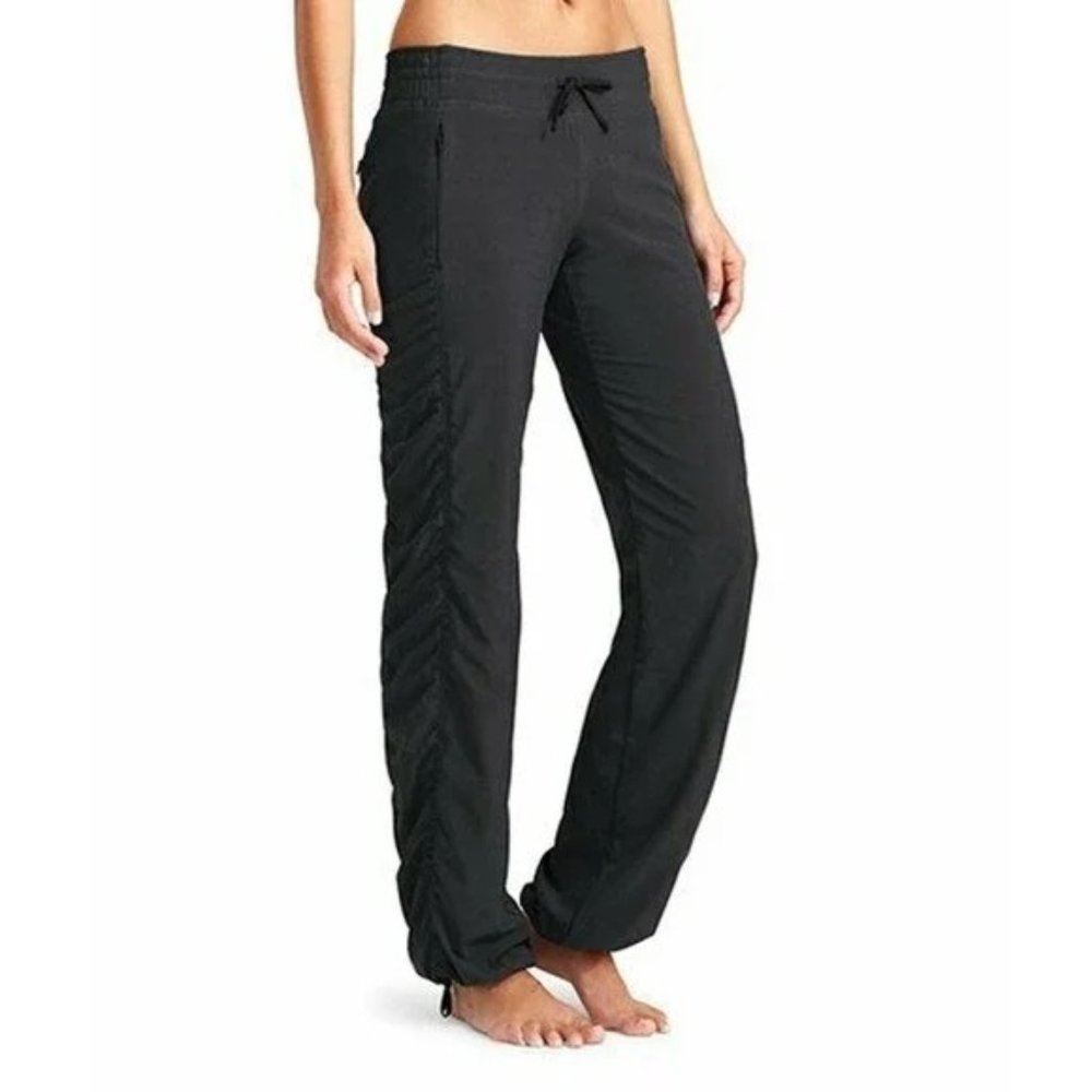 Athleta ActiveWear  La Viva Lined Athletic Pants Ruched Full Length Black 4T 4 T